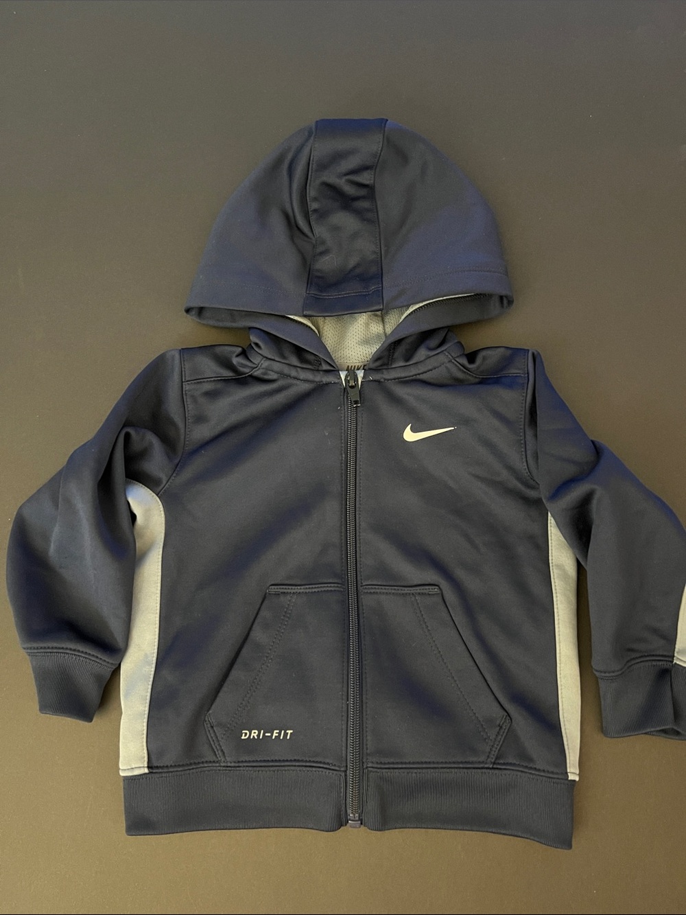 Nike Navy and Light Gray Kids Dri-FIT Full-Zip Hoodie